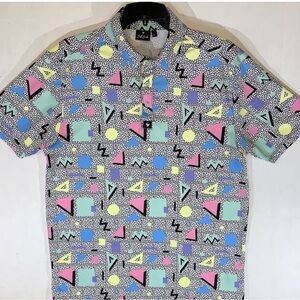 Bad Birdie Pastel Geometric Casual Button Down Shirt